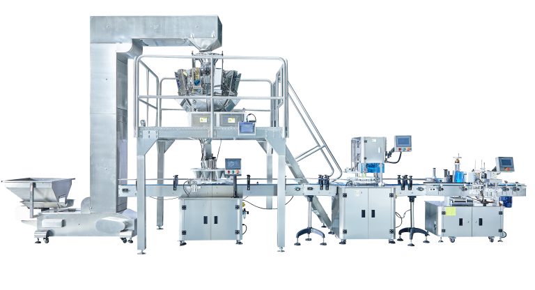 Automatic rice, nuts, pine plastic can packaging line